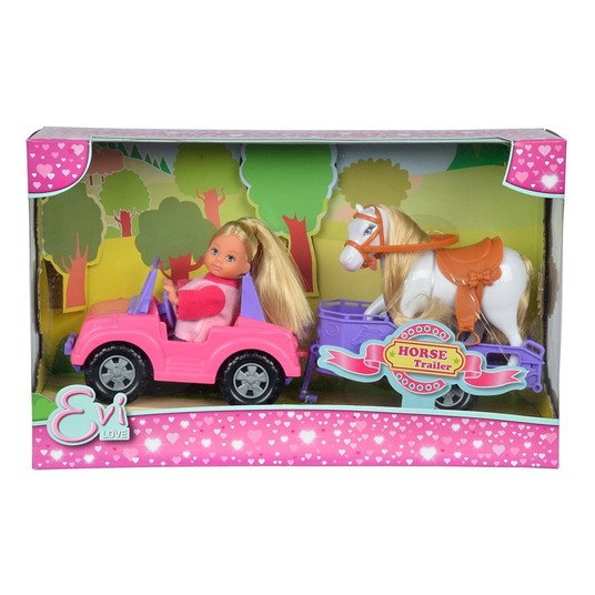 LALKA EVI W AUCIE + KOŃ W PRZYCZEPCE 4604 -zdjęcie numer 1
