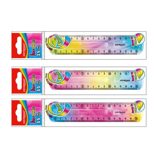 LINIJKA 15CM ELASTYCZNA TĘCZOWA ZAWIESZKA 0385 -zdjęcie numer 1