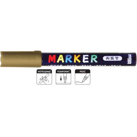 MARKER AKRYLOWY 1-2MM ZŁOTY MG 4655 A'6 -zdjęcie numer 1