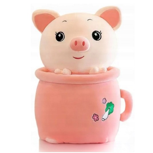 MASKOTKA ŚWINKA W KUBKU 40CM 8259 -zdjęcie numer 1
