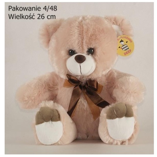 Miś Beżowy z Brązową Kokardką Średni -zdjęcie numer 1