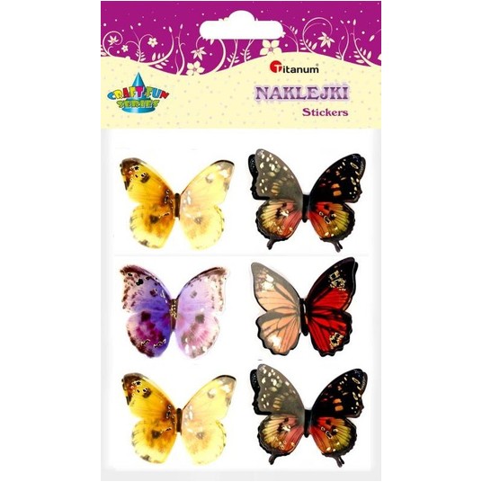 NAKLEJKI 3D MOTYLE 6 SZT. SET1 1526 -zdjęcie numer 1