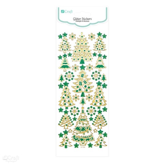 NAKLEJKI BROKAT- CHOINKI GOLD & GREEN, 44 SZT.7302 -zdjęcie numer 1
