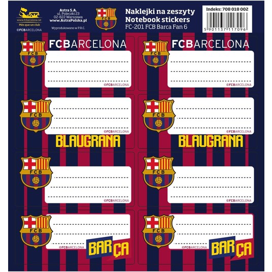NAKLEJKI NA ZESZYT FC-201 FC BARCELONA A"50 -zdjęcie numer 1