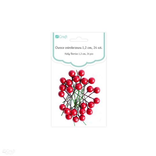 OWOCE OSTROKRZEWU 1,2 CM - CZERWONE 24 SZT. 2844 -zdjęcie numer 1