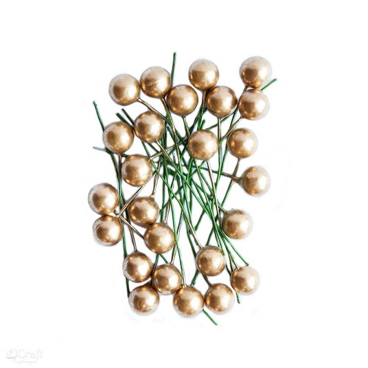 OWOCE OSTROKRZEWU 1,2 CM - ZŁOTE, 24 SZT. -zdjęcie numer 1