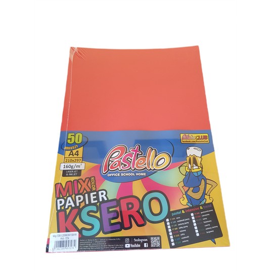 PAPIER KSERO A4 160G 50K IT250 CZERWONY 7274 -zdjęcie numer 1