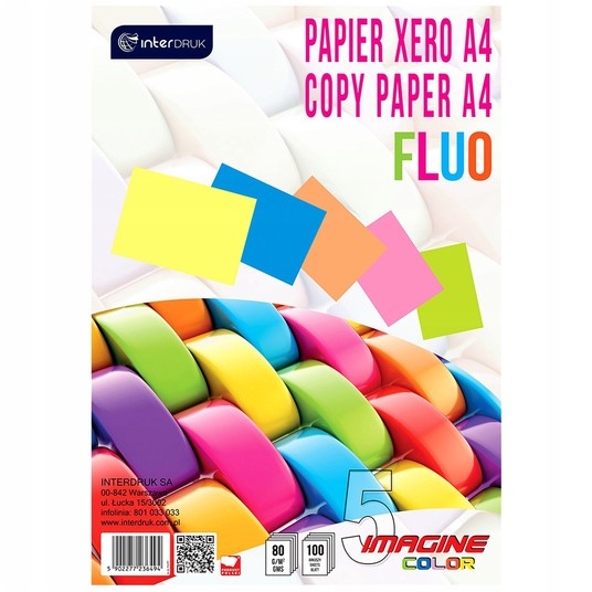 PAPIER XERO A4/100K 5 KOLORÓW FLUO A' 6494 -zdjęcie numer 1
