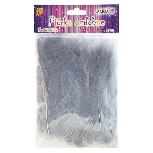 PIÓRKA OZDOBNE SZARE 10-12 CM 50 PIÓREK ALIGA -zdjęcie numer 1