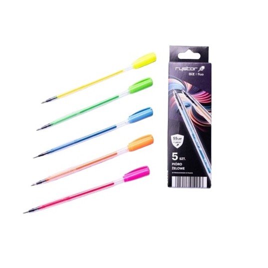 PIÓRO ŻELOWE EKO FLUO 5 SZT GZ-031/GPCDF 9953 -zdjęcie numer 1