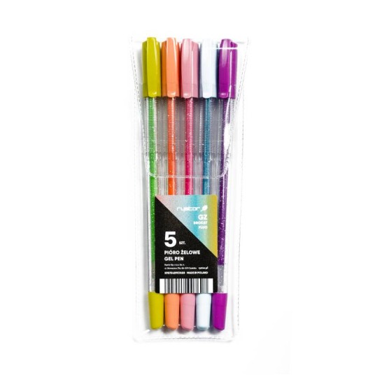 PIÓRO ŻELOWE GZ-031 5SZT. BROKAT-FLUO ETUI 7608 -zdjęcie numer 1