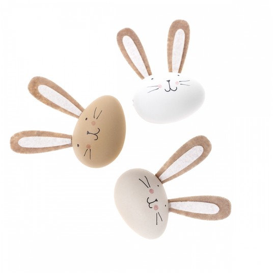 PISANKI - ZAJĄCZKI 9 CM, 3 SZT. NEUTRALNE 1240 -zdjęcie numer 1