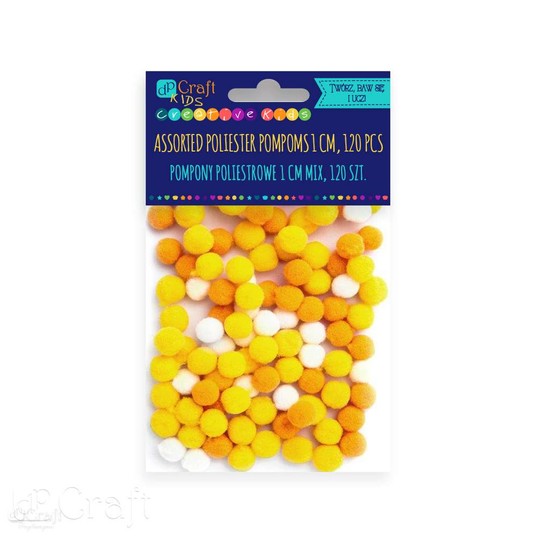 POMPONY POLIESTROWE 1 CM MIX ŻÓŁTY 120 SZT. 4585 -zdjęcie numer 1
