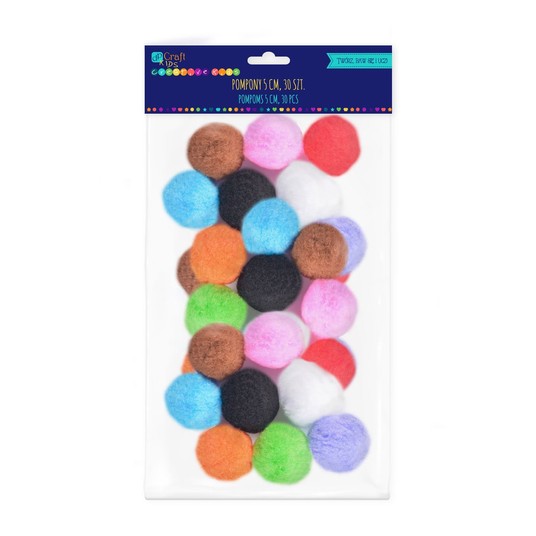 POMPONY POLIESTROWE 5 CM MIX 30 SZT. 5312 -zdjęcie numer 1