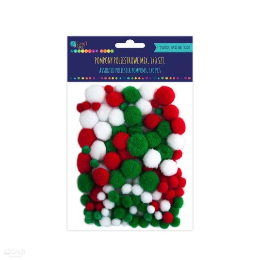 POMPONY POLIESTROWE MIX, 140 SZT. 2943 -zdjęcie numer 1