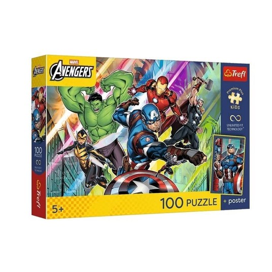 PUZZLE 100 UFT POTĘGA I MOC AVENGERS MARVEL 16552 -zdjęcie numer 1