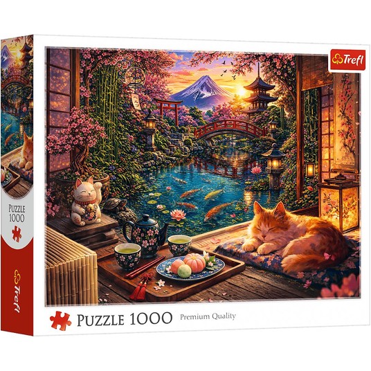 PUZZLE 1000 KOT W OGRODZIE SAKURY 10348 -zdjęcie numer 1