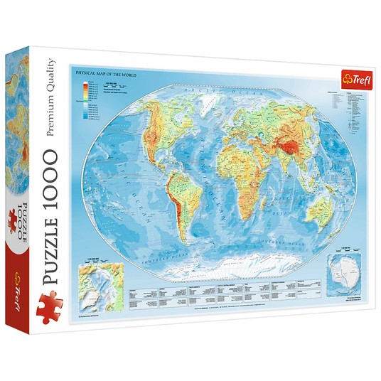 PUZZLE 1000 MAPA FIZYCZNA ŚWIATA 10463 -zdjęcie numer 1