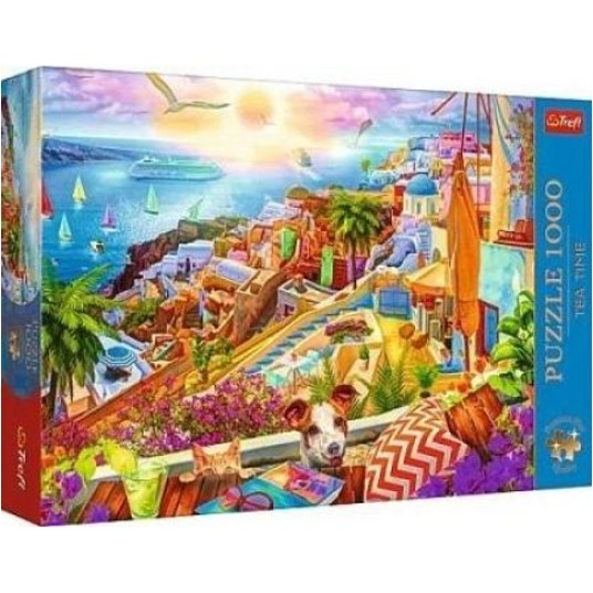 PUZZLE 1000 PRE TEA TIME Z WIZYTĄ NA SANTORI 10842 -zdjęcie numer 1