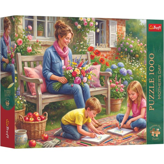 PUZZLE 1000 PREMIUM RODZINA W OGRODZIE 12144 -zdjęcie numer 1