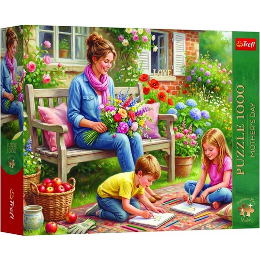 PUZZLE 1000 PREMIUM RODZINA W OGRODZIE 12144 -zdjęcie numer 1
