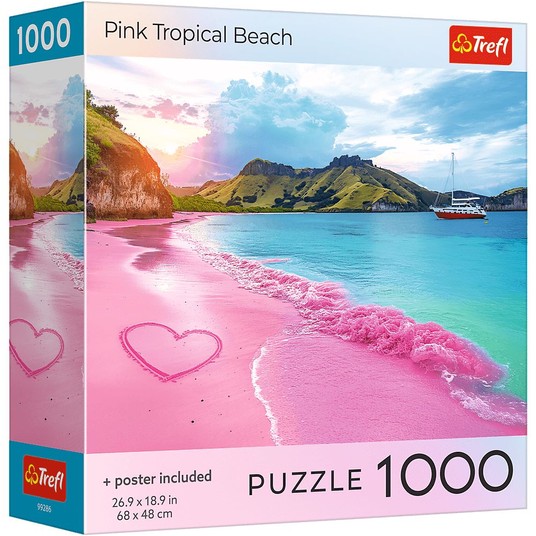 PUZZLE 1000 USA COLLECTION PINK TROPICAL BEACH -zdjęcie numer 1