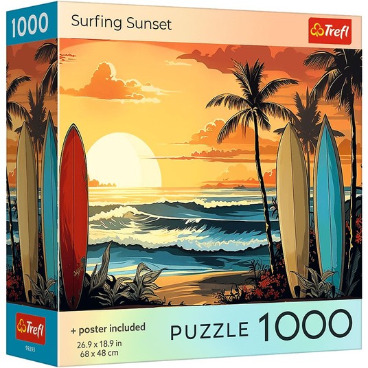 PUZZLE 1000 USA COLLECTION SURFING SUNSET 99293 -zdjęcie numer 1