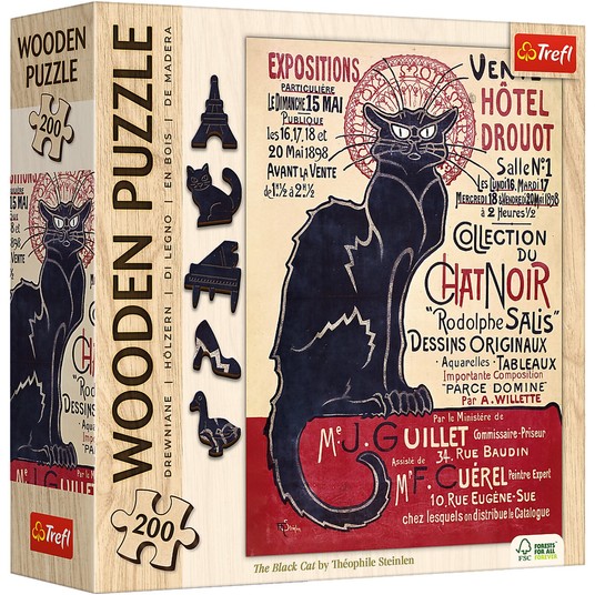 PUZZLE 200 DREWNIANE CZARNY KOT 20254 -zdjęcie numer 1