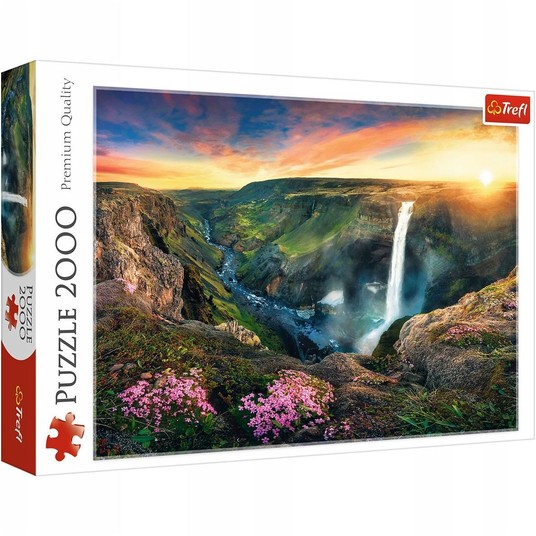 PUZZLE 2000 WODOSPAD HAIFOSS ISLANDIA 27091 -zdjęcie numer 1