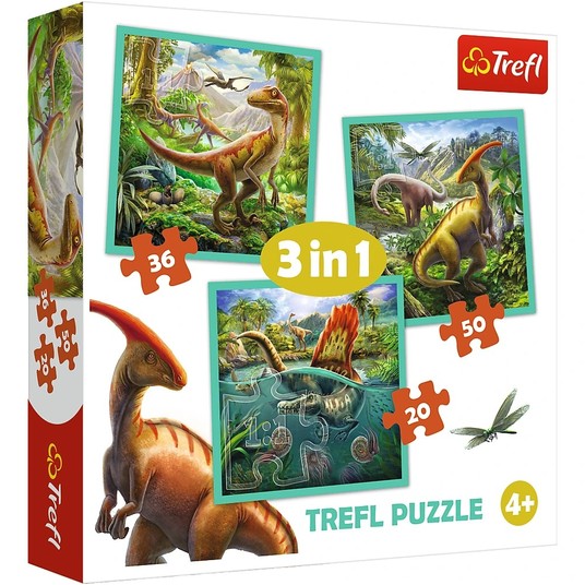 PUZZLE 3W1 NIEZWYKŁY ŚWIAT DINOZAURÓW 34837 -zdjęcie numer 1