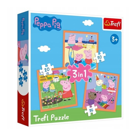 PUZZLE 3W1 POMYSŁOWA ŚWINKA PEPPA 34852 -zdjęcie numer 1