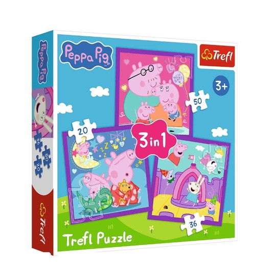 PUZZLE 3W1 ZWYCZAJE ŚWINKI PEPPY 34893 -zdjęcie numer 1