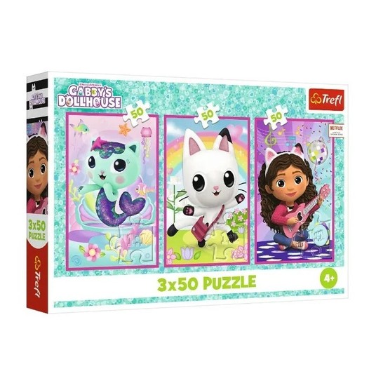 PUZZLE 3X50 POZNAJĘ GABBY I KOTKI 34876 -zdjęcie numer 1
