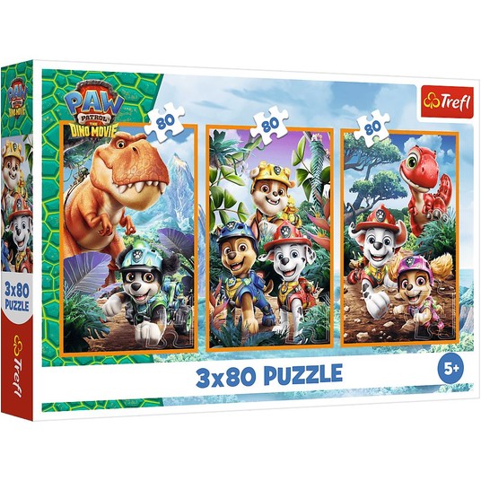 PUZZLE 3X80 BOHATEROWIE DINOZAURÓW 34905 -zdjęcie numer 1