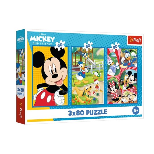 PUZZLE 3X80 EKIPA MYSZKI MIKI 34887 -zdjęcie numer 1
