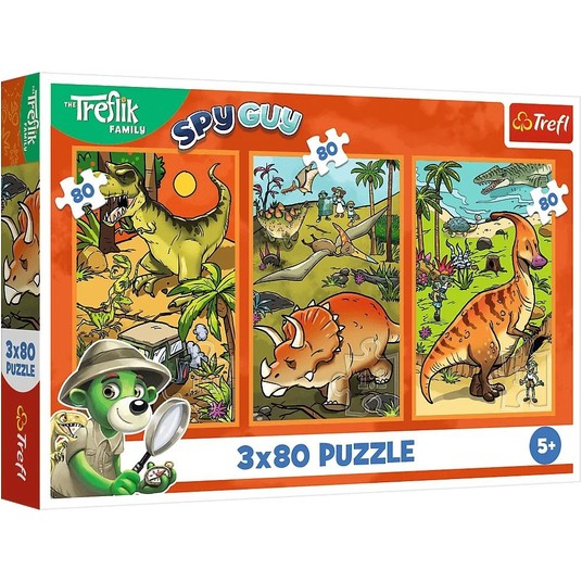PUZZLE 3X80 TREFLIKI W ŚWIECIE DINOZAURÓW 34888 -zdjęcie numer 1