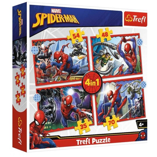 PUZZLE 4W1 BOHATERSKI SPIDER MAN 34384 -zdjęcie numer 1