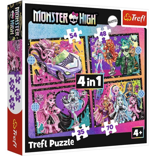PUZZLE 4W1 ELEKTRYZUJĄCY DZIEŃ MONSTER HIGH 34655 -zdjęcie numer 1
