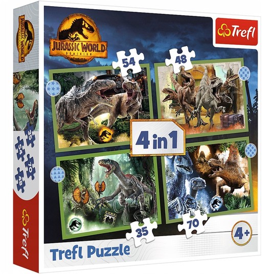 PUZZLE 4W1 GROŹNE DINOZAURY 34607 -zdjęcie numer 1