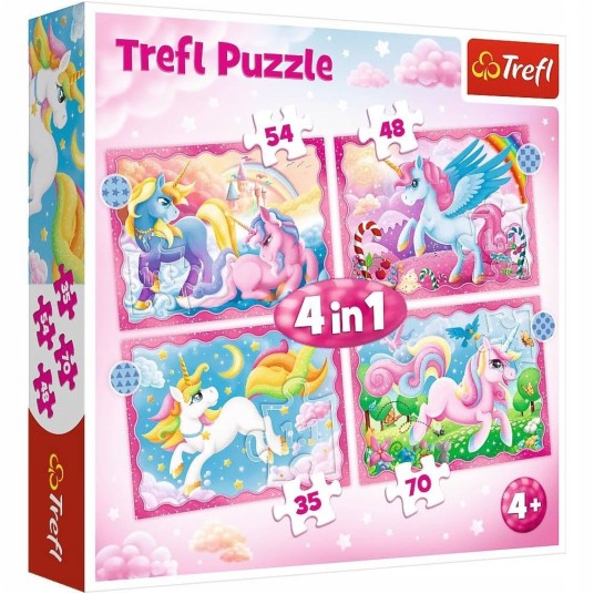 PUZZLE 4W1 JEDNOROŻCE I MAGIA 34389 -zdjęcie numer 1