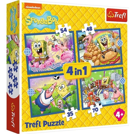 PUZZLE 4W1 PODWODNE ŻYCIE SPONGEBOBA 34674 -zdjęcie numer 1