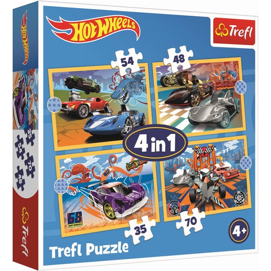 PUZZLE 4W1 POJAZDY HOT WHEELS 34627 -zdjęcie numer 1