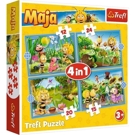 PUZZLE 4W1 PRZYGODY PSZCZÓŁKI MAI 34356 -zdjęcie numer 1