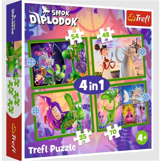 PUZZLE 4W1 ŚWIAT SMOKA DIPLODOKA 34663 -zdjęcie numer 1