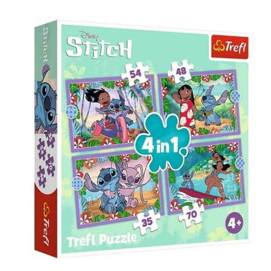 PUZZLE 4W1 SZALONY DZIEŃ LILO&STITCH 34633 -zdjęcie numer 1
