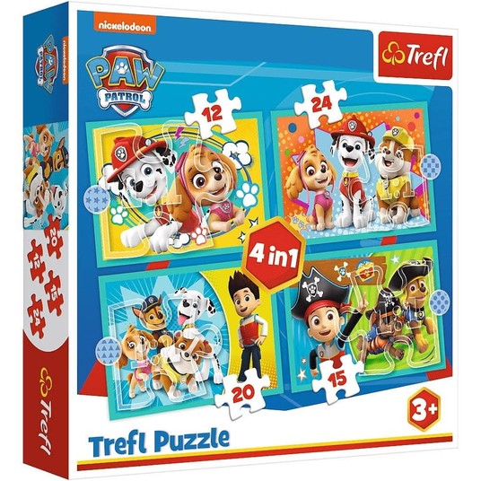 PUZZLE 4W1 WESOŁA EKIPA PSIEGO PATROLU 34346 -zdjęcie numer 1