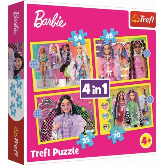 PUZZLE 4W1 WESOŁY ŚWIAT BARBIE 34626 -zdjęcie numer 1