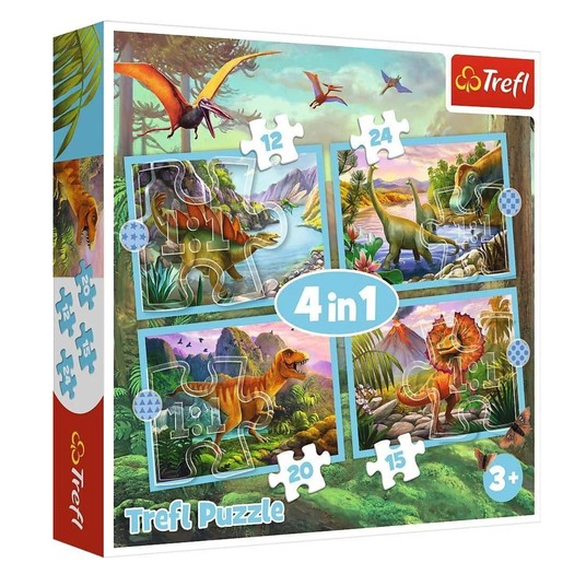 PUZZLE 4W1 WYJĄTKOWE DINOZAURY 34609 -zdjęcie numer 1