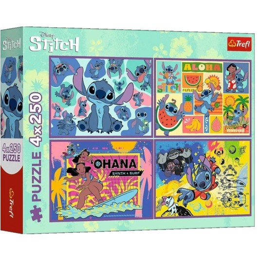PUZZLE 4X250 NIEZWYKŁY STITCH 13311 -zdjęcie numer 1