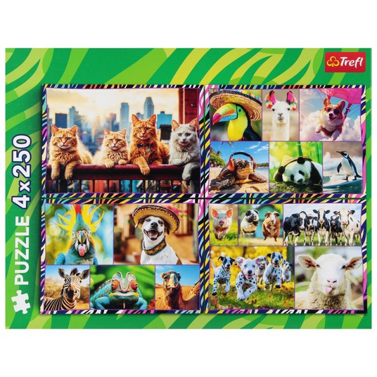 PUZZLE 4X250 ZABAWNE ZWIERZAKI 13313 -zdjęcie numer 1